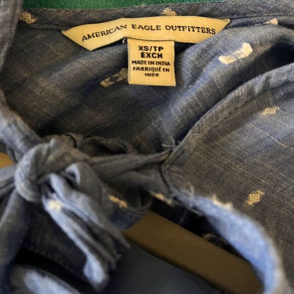 American Eagle Outfitters Tropicalcore Casual Blue w/White Specks Romper SZ XS - Picture 5 of 7